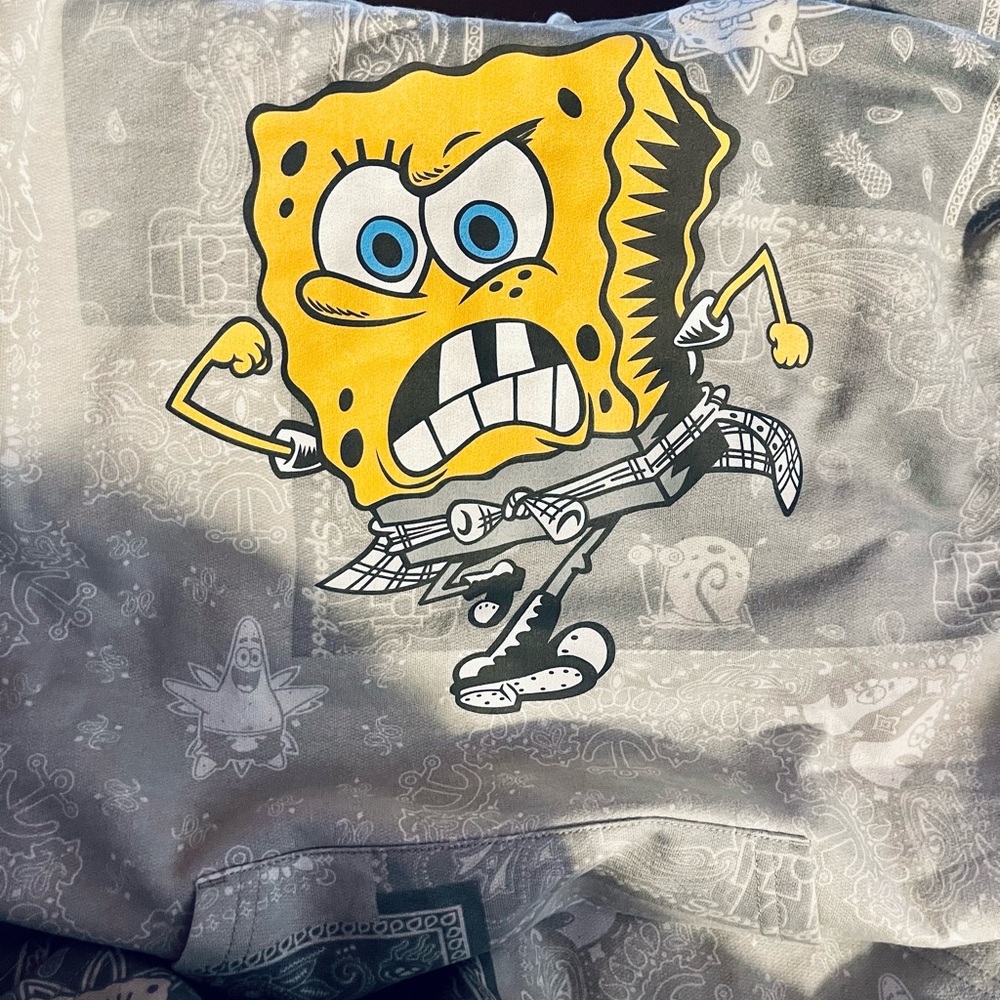 NWT SpongeBob SquarePants Fleece Lined Graphic Hoodie - Yellow & Gray